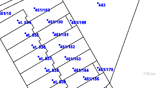 Parcela st. 451/168 v KÚ Horoušany, Katastrální mapa