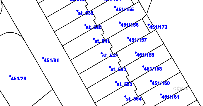 Parcela st. 542 v KÚ Horoušany, Katastrální mapa