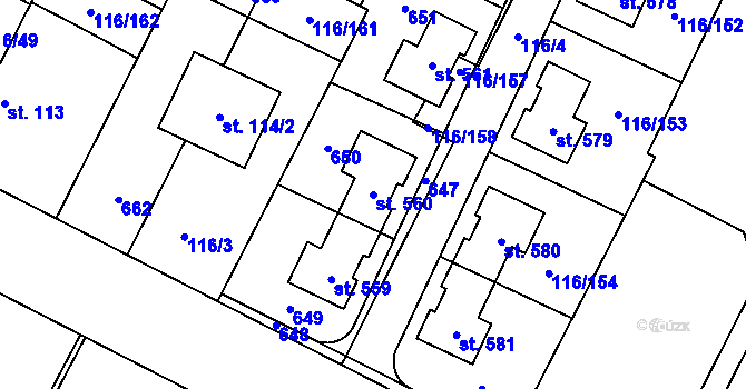 Parcela st. 560 v KÚ Horoušany, Katastrální mapa