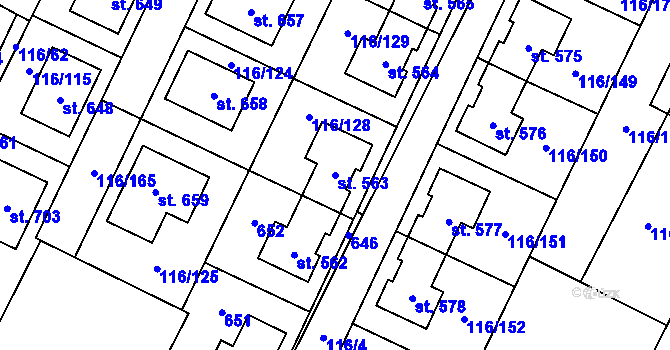 Parcela st. 563 v KÚ Horoušany, Katastrální mapa