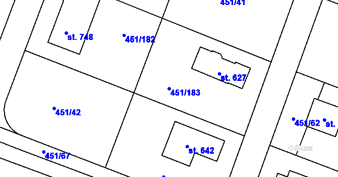 Parcela st. 451/183 v KÚ Horoušany, Katastrální mapa