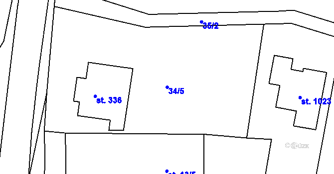 Parcela st. 34/5 v KÚ Horoušany, Katastrální mapa