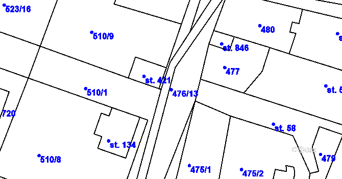 Parcela st. 476/13 v KÚ Horoušany, Katastrální mapa