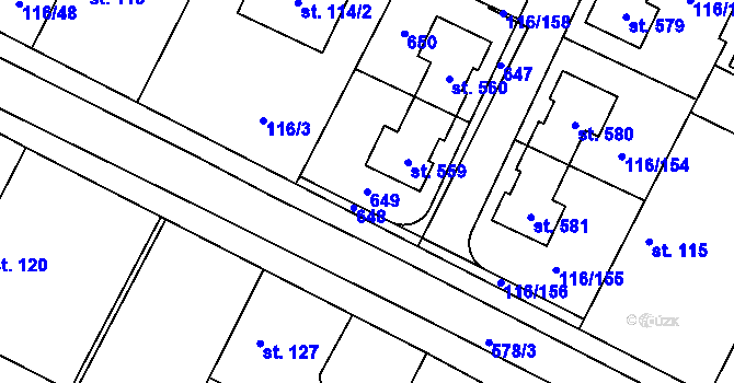 Parcela st. 649 v KÚ Horoušany, Katastrální mapa