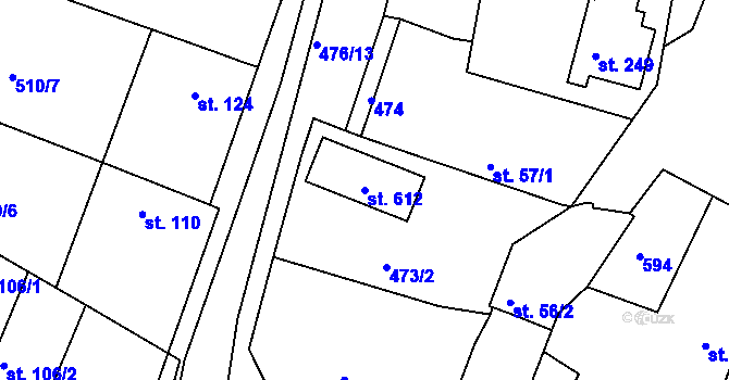 Parcela st. 612 v KÚ Horoušany, Katastrální mapa