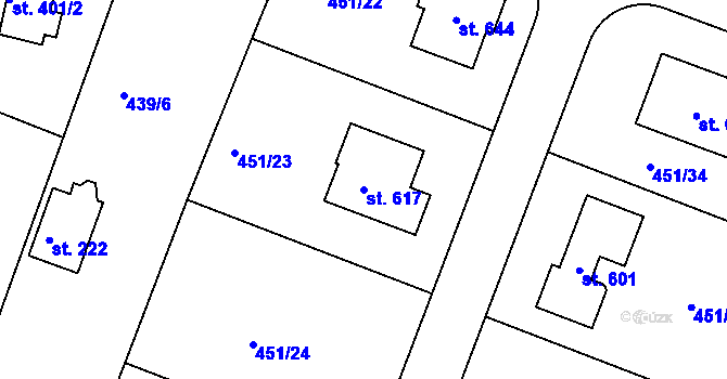 Parcela st. 617 v KÚ Horoušany, Katastrální mapa