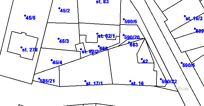 Parcela st. 590/16 v KÚ Horoušany, Katastrální mapa