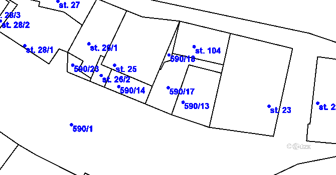 Parcela st. 590/17 v KÚ Horoušany, Katastrální mapa