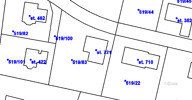 Parcela st. 721 v KÚ Horoušany, Katastrální mapa