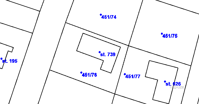 Parcela st. 739 v KÚ Horoušany, Katastrální mapa