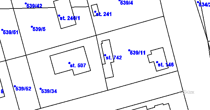 Parcela st. 742 v KÚ Horoušany, Katastrální mapa