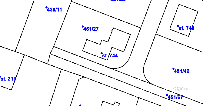 Parcela st. 744 v KÚ Horoušany, Katastrální mapa