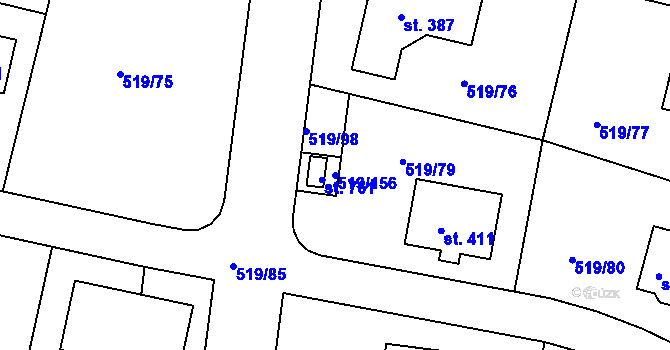 Parcela st. 519/156 v KÚ Horoušany, Katastrální mapa