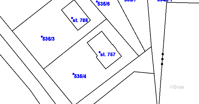 Parcela st. 757 v KÚ Horoušany, Katastrální mapa