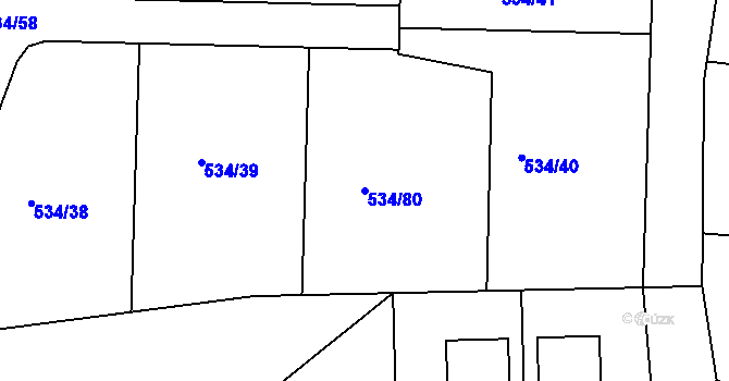 Parcela st. 534/80 v KÚ Horoušany, Katastrální mapa