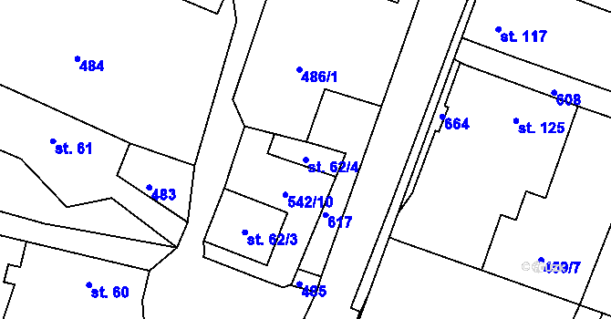 Parcela st. 62/4 v KÚ Horoušany, Katastrální mapa