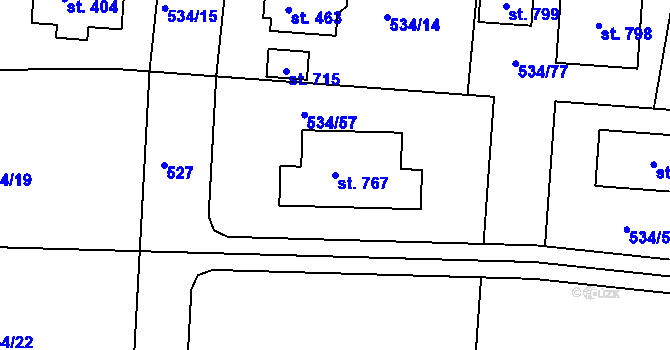 Parcela st. 767 v KÚ Horoušany, Katastrální mapa