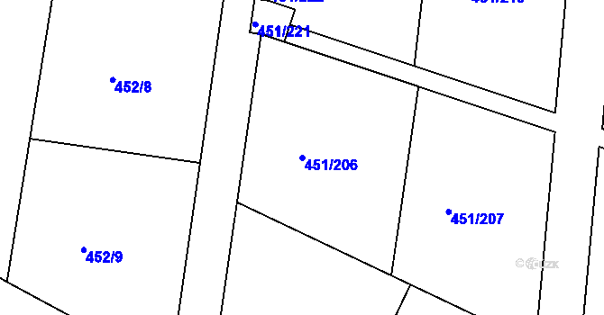 Parcela st. 451/206 v KÚ Horoušany, Katastrální mapa