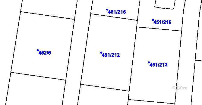 Parcela st. 451/212 v KÚ Horoušany, Katastrální mapa