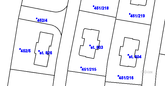 Parcela st. 451/215 v KÚ Horoušany, Katastrální mapa