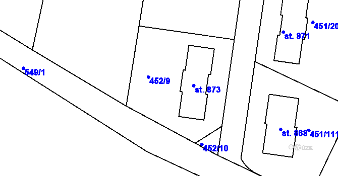 Parcela st. 452/9 v KÚ Horoušany, Katastrální mapa