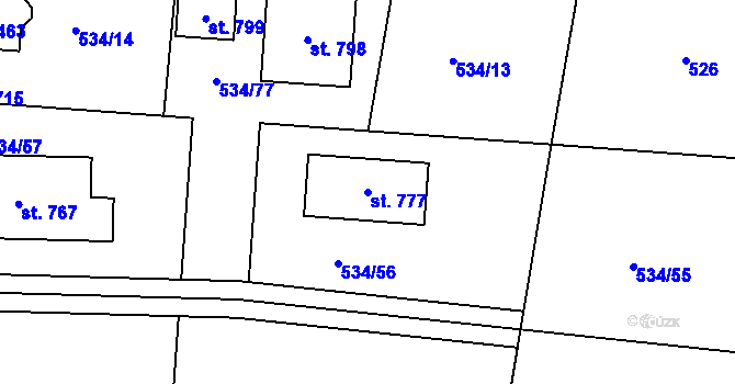 Parcela st. 777 v KÚ Horoušany, Katastrální mapa
