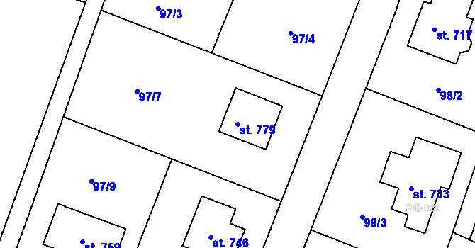 Parcela st. 779 v KÚ Horoušany, Katastrální mapa