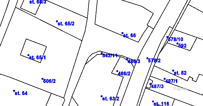 Parcela st. 542/11 v KÚ Horoušany, Katastrální mapa