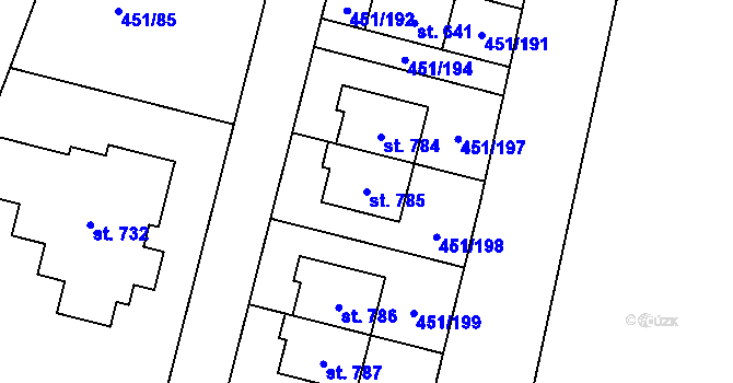Parcela st. 785 v KÚ Horoušany, Katastrální mapa