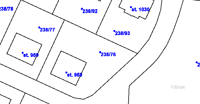 Parcela st. 238/76 v KÚ Horoušany, Katastrální mapa