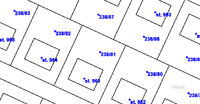 Parcela st. 238/81 v KÚ Horoušany, Katastrální mapa