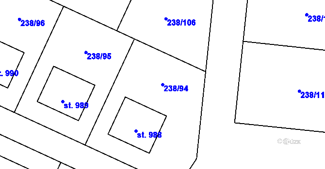 Parcela st. 238/94 v KÚ Horoušany, Katastrální mapa