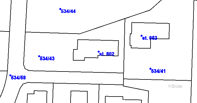 Parcela st. 802 v KÚ Horoušany, Katastrální mapa