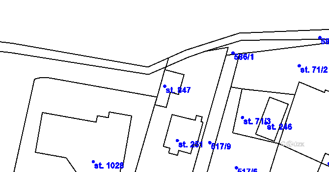 Parcela st. 847 v KÚ Horoušany, Katastrální mapa