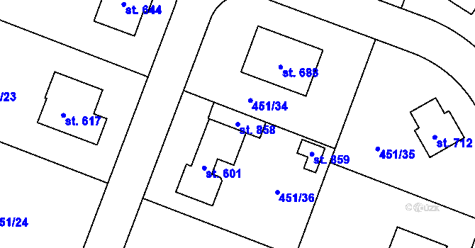 Parcela st. 858 v KÚ Horoušany, Katastrální mapa