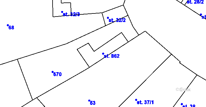 Parcela st. 862 v KÚ Horoušany, Katastrální mapa