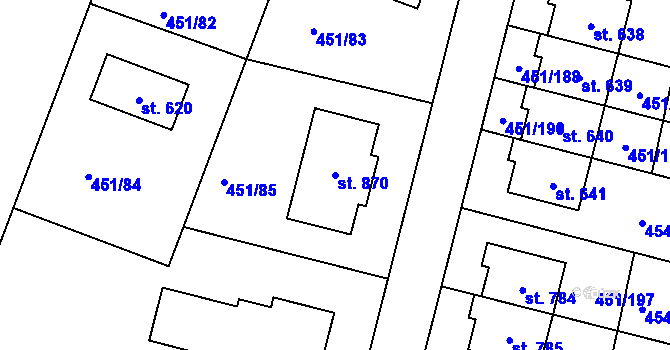 Parcela st. 870 v KÚ Horoušany, Katastrální mapa