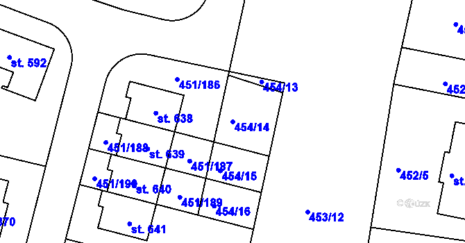 Parcela st. 454/14 v KÚ Horoušany, Katastrální mapa