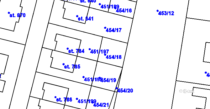 Parcela st. 454/18 v KÚ Horoušany, Katastrální mapa