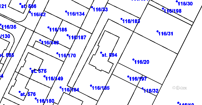 Parcela st. 894 v KÚ Horoušany, Katastrální mapa
