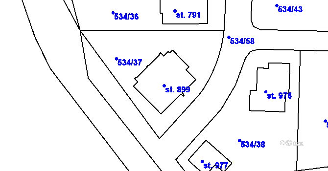 Parcela st. 899 v KÚ Horoušany, Katastrální mapa