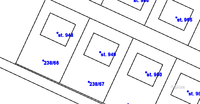 Parcela st. 949 v KÚ Horoušany, Katastrální mapa