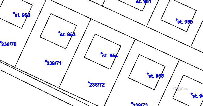 Parcela st. 954 v KÚ Horoušany, Katastrální mapa