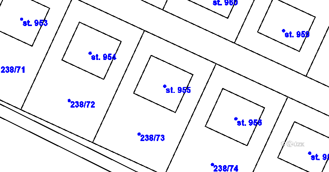 Parcela st. 955 v KÚ Horoušany, Katastrální mapa