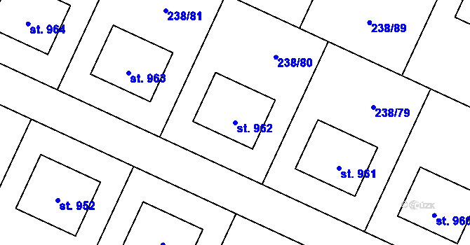 Parcela st. 962 v KÚ Horoušany, Katastrální mapa