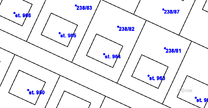 Parcela st. 964 v KÚ Horoušany, Katastrální mapa