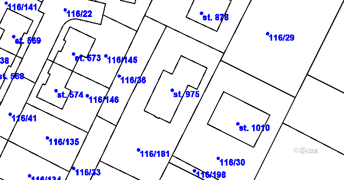 Parcela st. 975 v KÚ Horoušany, Katastrální mapa