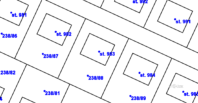 Parcela st. 983 v KÚ Horoušany, Katastrální mapa