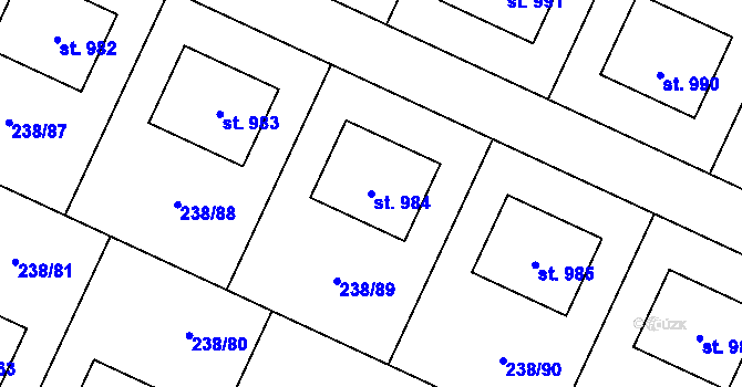 Parcela st. 984 v KÚ Horoušany, Katastrální mapa
