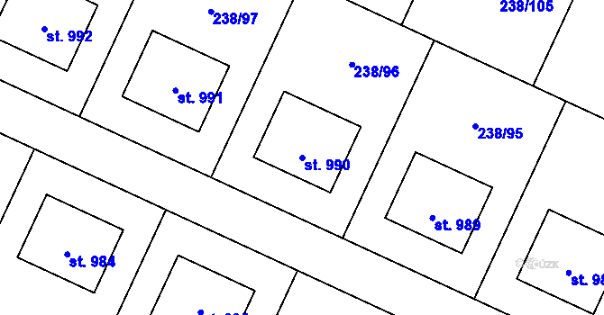 Parcela st. 990 v KÚ Horoušany, Katastrální mapa